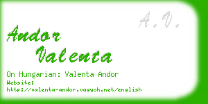 andor valenta business card